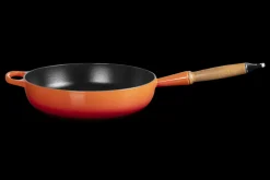 Cast Iron Sauté Pan with Wooden Handle