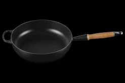 Cast Iron Sauté Pan with Wooden Handle
