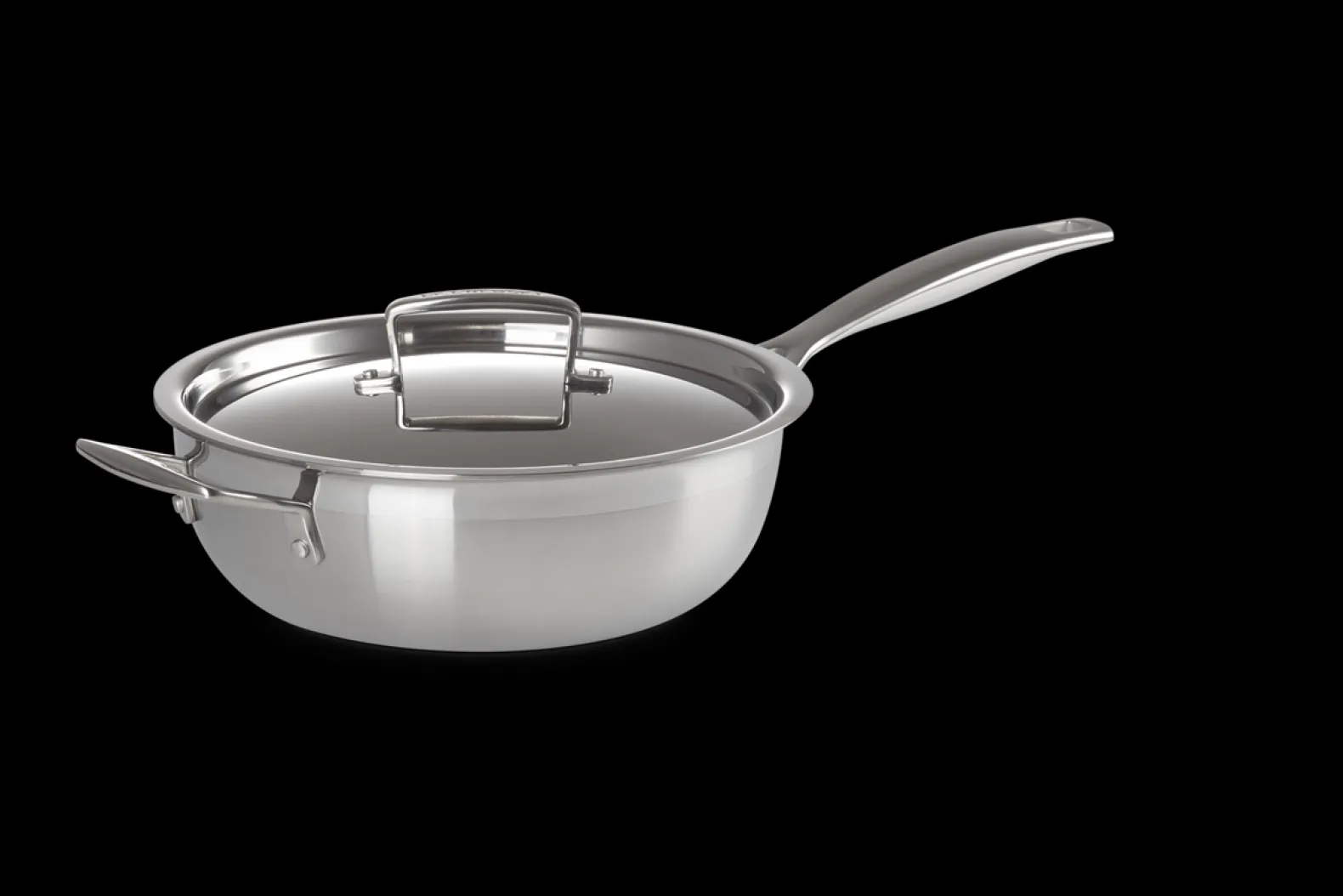 3-ply Stainless Steel Non-Stick Chef's Pan with Lid and Helper Handle