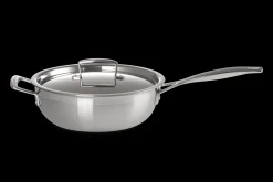 3-ply Stainless Steel Non-Stick Chef's Pan with Lid and Helper Handle