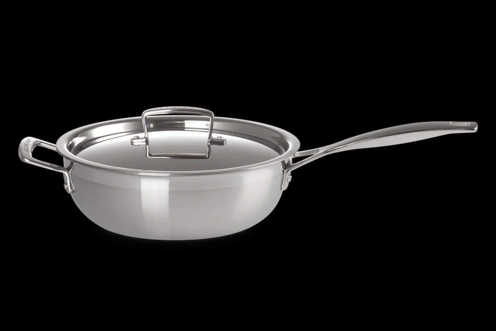 3-ply Stainless Steel Non-Stick Chef's Pan with Lid and Helper Handle