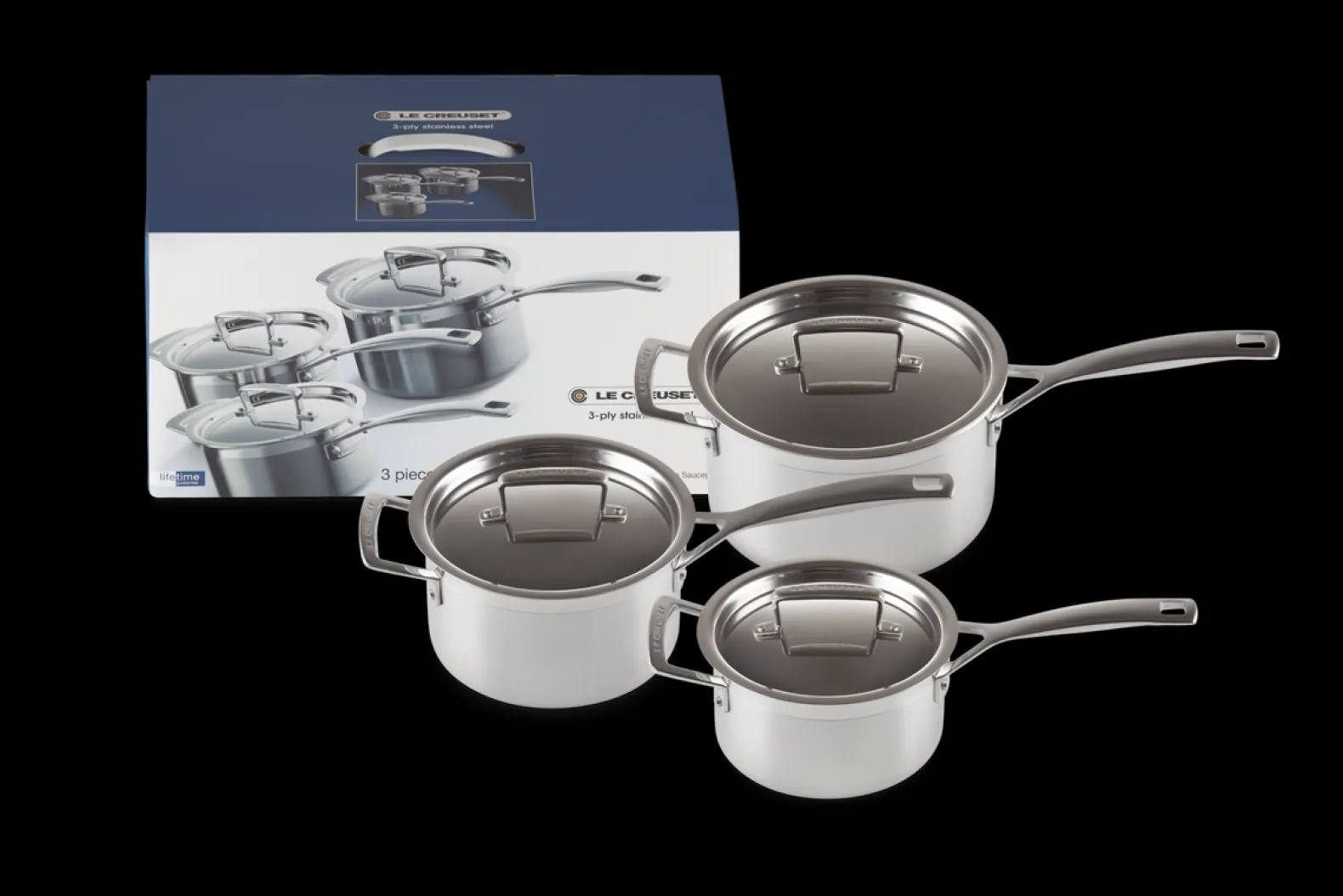 3-ply Stainless Steel 3-piece Saucepan Set