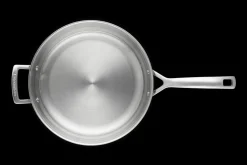 3-ply Stainless Steel Uncoated Frying Pan with Helper Handle