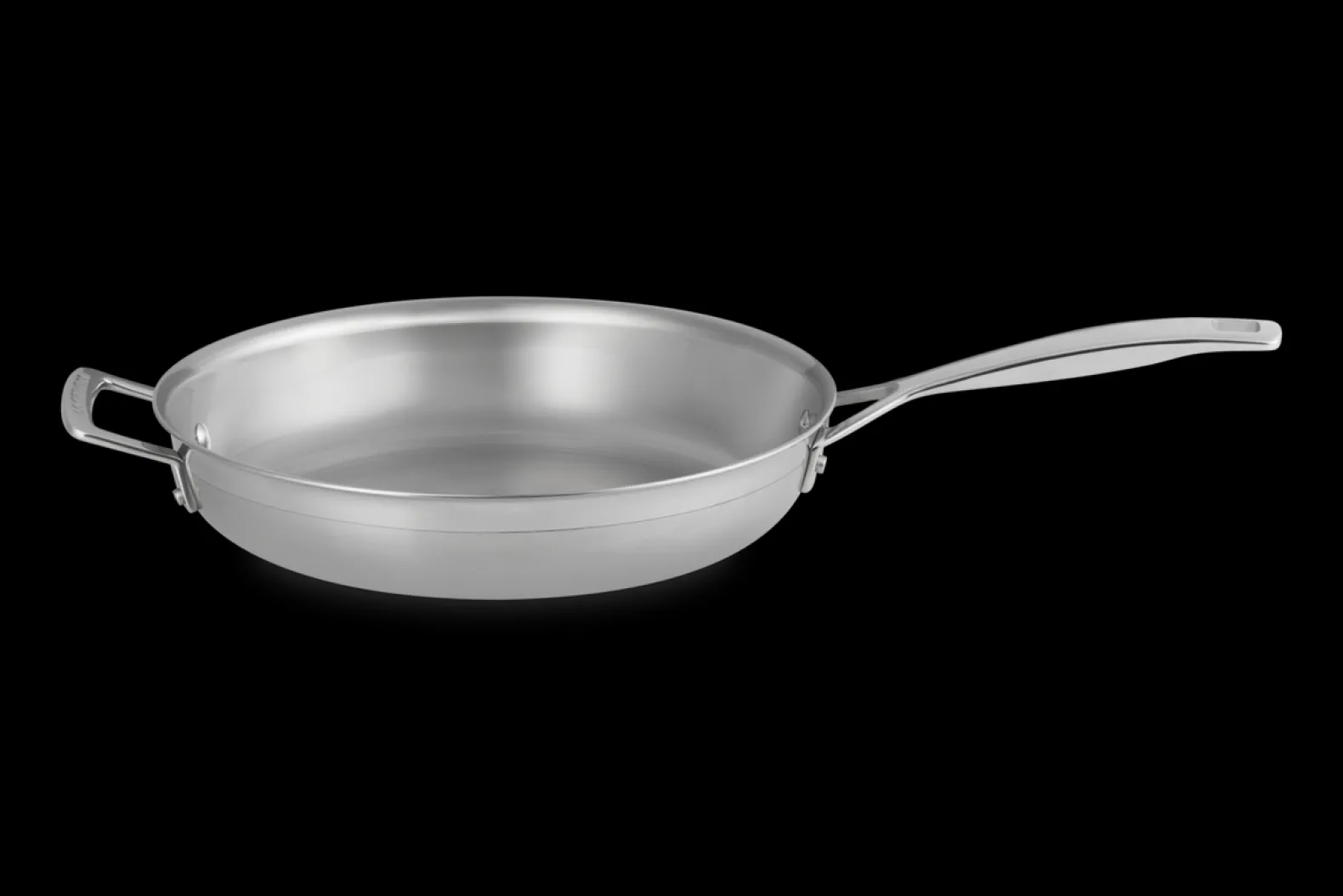 3-ply Stainless Steel Uncoated Frying Pan with Helper Handle
