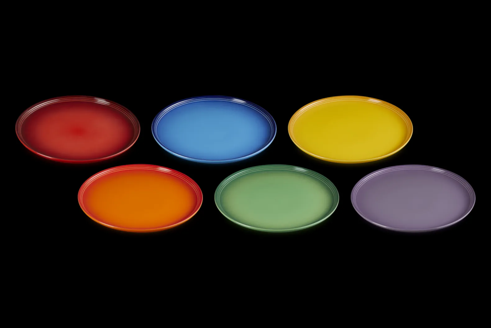 Stoneware Rainbow Set of 6 Dinner Plates