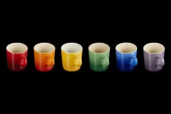 Stoneware Rainbow Set of 6 Espresso Mugs