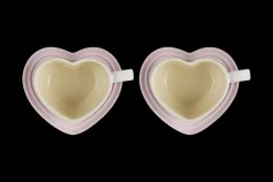 Stoneware Set of 2 Heart Mugs with Saucers